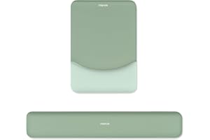 MOSISO Wrist Rest Support for Mouse Pad&Keyboard Set, Rectangular Ergonomic Mousepad Non-Slip Base Home/Office Pain Relief&Easy Typing Pad with Neoprene Cloth&Raised Silicone Lining, Green