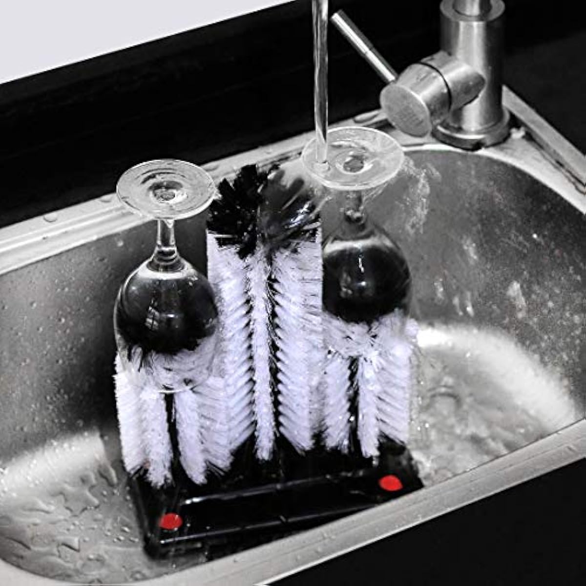 New Commercial Triple 3 Brush Bar Glass Washer for Sink with Suction