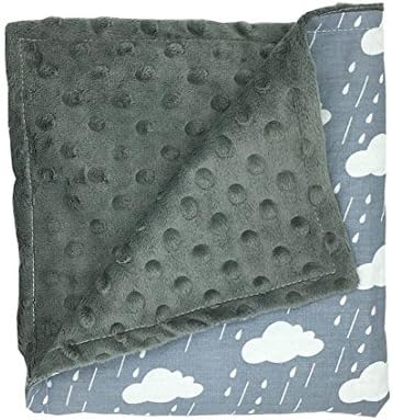 Baby Cartoon Printed Minky Blanket with Dotted Backing Children Cotton Blankets (Cloud, 30"x32")
