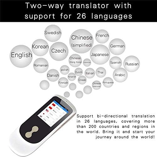 Futursd Smart Language Translator Device with 2.4 Inch IPS Touch Screen Two Way Real Time Instant Language Translator Support 39 Languages for Learning Travel Business (Color : White)