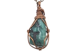 Designs by Nature Gems – Handcrafted Simple Birthstone Necklace | 24” Antique Bronze Chain & Copper Wire Setting