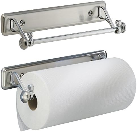 SKEMIX Under Cabinet / Wall-Mount Paper Towel Holder for Kitchen, Bathroom, Stainless Steel Finish
