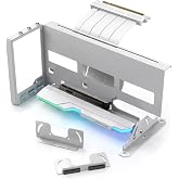 EZDIY-FAB AH18 PCIe 5.0 ARGB Multi-Angle Vertical GPU Mount Kit, White | 200mm PCIe 5.0 x16 Riser Cable, 0-45&deg; GPU Display, 5V ARGB Sync, Dual Mounting Bases, Steel GPU Support, Open PCIe, 7+ Slots