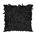 WOMHOPE® 2 Pack - 3D Solid Satin Flower Leaves Square Throw Covers Pillowcase Bed Sofa Couch Cushion Pillowcase Arts Decorative Cover Wedding Throw Pillow Covers (Black)