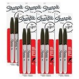 Sharpie Permanent Markers, Fine Point, Black Ink, Pack of 12 (30162)