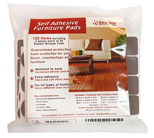 Seddox Premium Felt Furniture Pads Set 152 Pieces Including