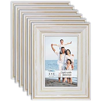 Icona Bay 4x6 Picture Frames (6 Pack, Creamy White), Picture Frame Set, Wall Mount or Table Top, Set of 6 Countryside Collection