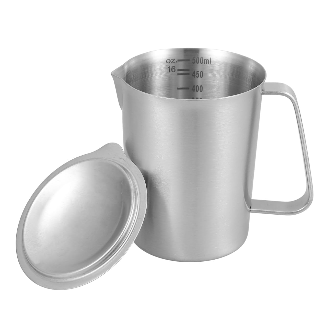 SOLUSTRE Stainless Steel Measuring Cup with Lid, 500ml Laboratory Metal Measuring Pitcher Graduated Measuring Jug Cup Beaker for Bakery Milk Chemicals Oil Fluids