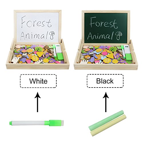 Childrens Drawing Board Wooden Jigsaw Puzzle Double-sided Magnetic Tablet Multi-function Sketchpad Multicolor