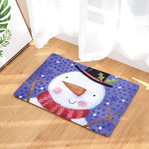 Happy Snowman Doormats Indoor/Outdoor Home Decor Welcome Mat Rug Carpet, 18-Inch by 30-Inch