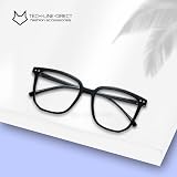 TECH-LINE-DIRECT Unisex Oversized Square Glasses Black Frame Clear Lens view 2