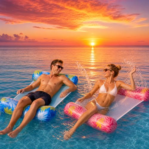 CNMTCCO Air Mattress Pool Water Hammock, 4 in 1 Inflatable Water Hammock for Adults, Foldable Water Hammock Air Mattress Water for Swimming Pool, Beach and Sea