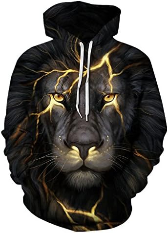 TsuiTsui 3D Printing Funny Hoodies Plus Size Sweatshirts Lightning Lion US Small US Medium