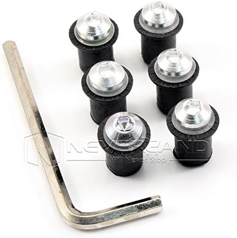 Maxry(TM) 6X Universal Motorcycle Windscreen Windshield Bolts Screw Fastener Nut for Honda for Suzuki for Yamaha fit M5 Bolt Silver C10