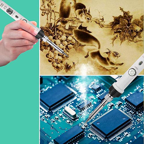 Soldadores de Estaño Electronica, SREMTCH [Nuevo Diseño] 60W Kit del Soldador de 220 ℃ a 480℃ Temperatura Ajustable con Interruptor 5pcs Puntas Diferentes, Soporte, Alambre de Soldadura