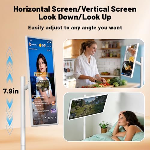 VLH 32″ FHD Portable TV on Wheels, Rolling TV with 38400mAh Battery, Android 15 OS, EDLA-Certified, 8G+128GB, Touch Screen Television with Camera, Wireless Casting, Voice Remote Control