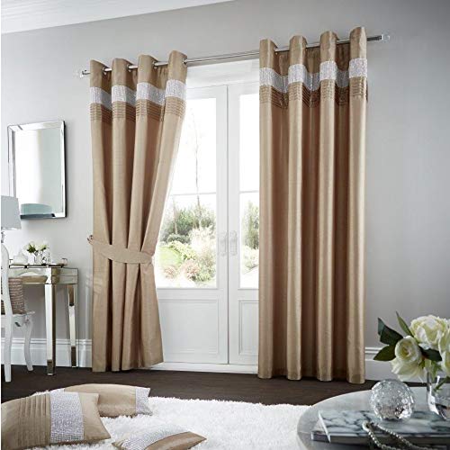 Gaveno Cavailia Luxurious and Stunning Oxy Room Curtains, Polyester, Latte