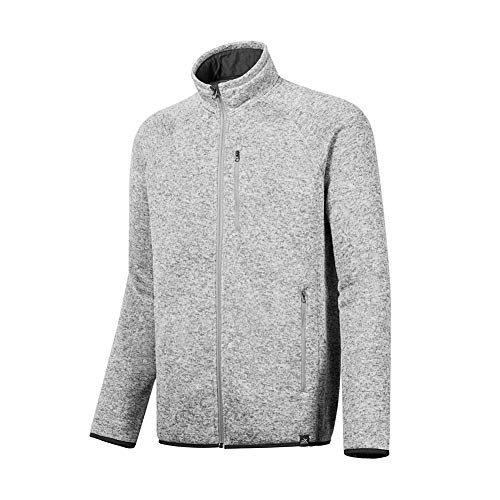 Dolcevida Men's Soft Shell Warm Sweatshirt Full-Zip Midweight Fleece Sweater Knit Jacket (Gray, XL)