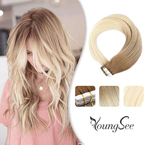 Youngsee 20 Remy Tape In Hair Extensions Ombre Balayage Medium