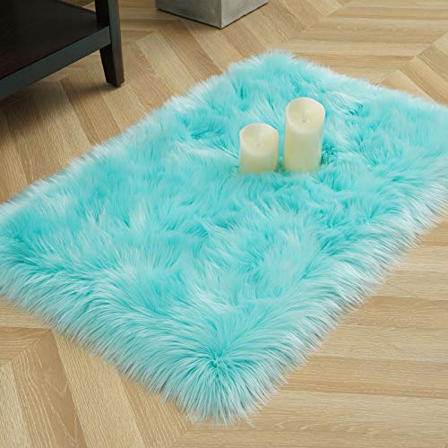 LOCHAS Soft Fluffy Faux Fur Rugs for Bedroom Bedside Rug 2x3, Washable