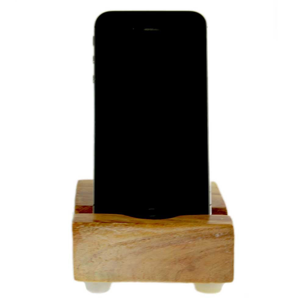 Handmade Natural Woodstand for Mobiles with Angle Support, charging