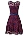 HiQueen Women Vintage Scoop Neck Sleeveless Floral Lace Cocktail Evening Dress