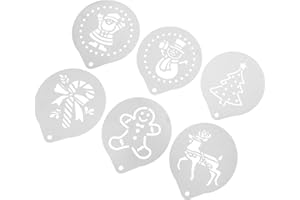 CONGARTENO 6pcs Stainless Steel Coffee Art Stencils Set, Sturdy Coffee Decorating Templates for Latte, Cupcake,