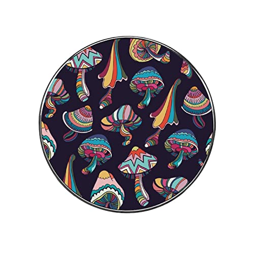 Psychedelic Graffiti Mushroom Fridge Sticker Round Refrigerator Decorative Cute Accessories for Home Kitchen Decor