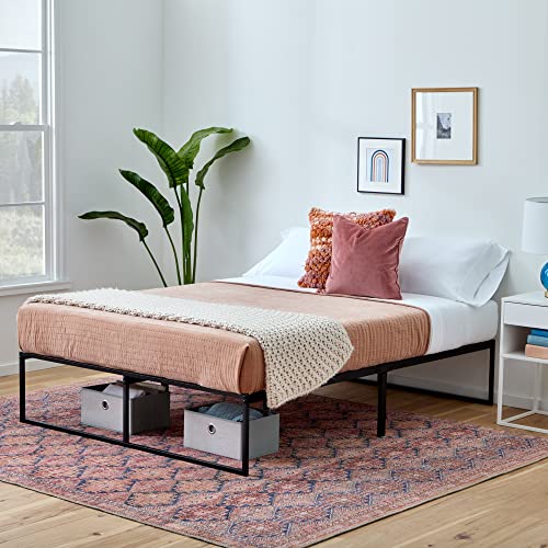 Linenspa Contemporary Bed Frame Double – Metal bed frame with Steel Slats – 30 cm of Clearance – Underbed Storage – Quick Assembly – 135 x 190 cm
