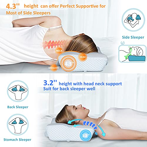 Mkicesky Side Sleeper Contour Memory Foam Pillow, Orthopedic Sleeping