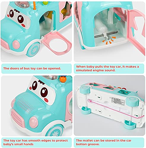 DeXop Intellectual School Bus Toy, Xylophone Baby Toys with Shape 