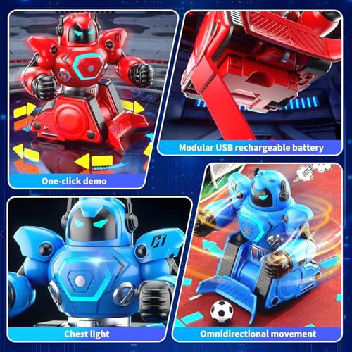 2-Pack Remote Control Fighting Robot Battle Bots Toys with Sounds & Lights - Soccer Game Mode, Suitable for Adults & Kids Ages 6 7 8 9 10 11 12+, Ideal Christmas/Birthday Gift for Boys