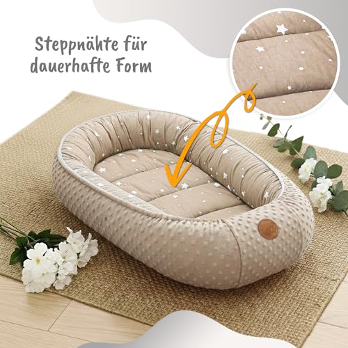 Baby Nest Soft Baby Nest - Cuddly and Portable Soft Nest for Cot Cot Pram Travel Bedroom - Cosy Warm Baby and Girl 90 x 50 cm Africa Khaki