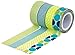 HIART Repositionable Washi Tape, Dots and Stripe Mother Nature, Green Blue, Set of 4