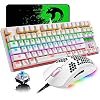 Wired Gaming Keyboard and Mouse Combo,87 Keys Compact Rainbow Backlit Keyboard,RGB Backlit 6400 DPI Lightweight Gaming…