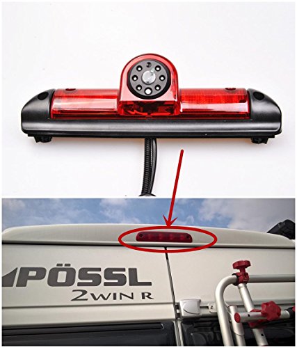 QINGTIAN Car Third Roof top Mount Brake lamp Camera Brake Light Replacement Rear View Backup Camera for Transporter Fiat Ducato Citroen Jumper II Typ 250 Cam Peugeot Boxer Cargo Van