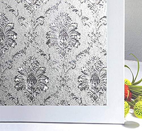 Soqool Static Cling Window Film Decorative Window Covering for Home/Bathroom Glass Privacy Film 17.7" by 78.7", No Glue Vinyl Film Remove/Reuseable