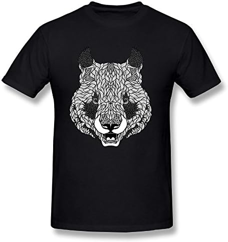 Kathleng Male Black Bear Giant Panda Illustration - Cartoon Bear Organic Bamboo O-Neck Tee Shirt Medium 2018