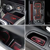 Door Mats Gate Slot Mat Inserts Cup Pads Center Console Liner Accessories 18PCS for Jeep Renegade 2018 2019 2020 (Red Trim)