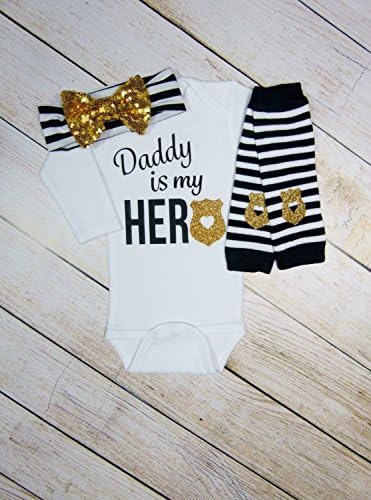 Hero Police Baby Girl Outfit - Customize To Say Daddy, Mommy, Grandpa, Grandma, Uncle or Aunt