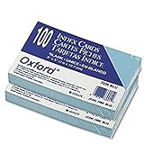 Oxford(R) Colored Recycled Index Cards, Unruled, 3in. x 5in., Blue, 2 Pack Of 100 Cards