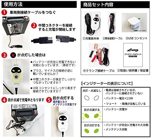 Amazon バッテリースピリット Usb対応バッテリー充電器 全自動12v バイク 除雪機 トリクル充電器 サルフェーション除去機能 コンセントがなくてもモバイルバッテリーで充電 バッテリーチャージャー バイクバッテリー充電器 車 バイク