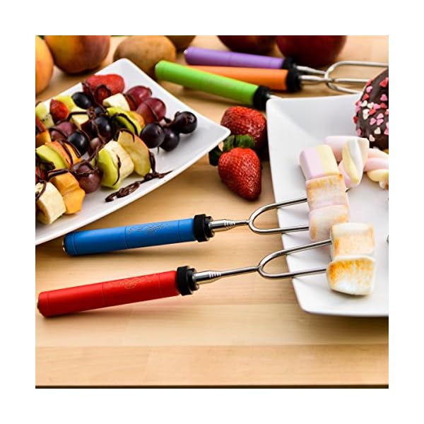 Marshmallow-Roasting-Sticks-kit-Telescoping-Stainless-Steel-Cookware-Set-Forks-for-Smores–Best-Camping-Accessories-for-Kids-over-campfire-Hot-Dog-Fire-Pit-Cooking-BONUS-Bag-10-Bamboo-skewers