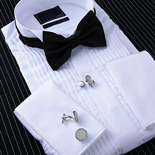Aienid Cufflinks and Shirt Stud Set for Men Silver Classic Cufflinks and Studs Set Gift Cuff Links