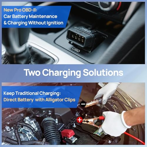 ECO-WORTHY Upgrade 10W Solar Car Battery Trickle Charger & Maintainer, Waterproof 12V Solar Panel OBD2 Charger Kit with Portable Stand for Car, Automotive, Motorcycle, Motorhome, Trailer, Snowmobile