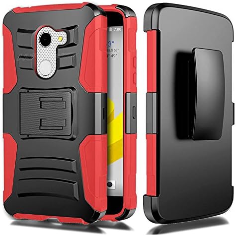 T-Mobile REVVL Case, HJ Power[TM] For Alcatel A30 Fierce (2017) / Alcatel A30 Plus Walters / T-Mobil Alcatel REVVL 5049W case--Hybrid H Stand Holster Case Red Black