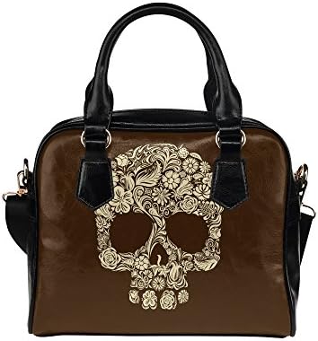 meincare Women's Skull Art PU leather Aslant Shoulder Tote Handbags