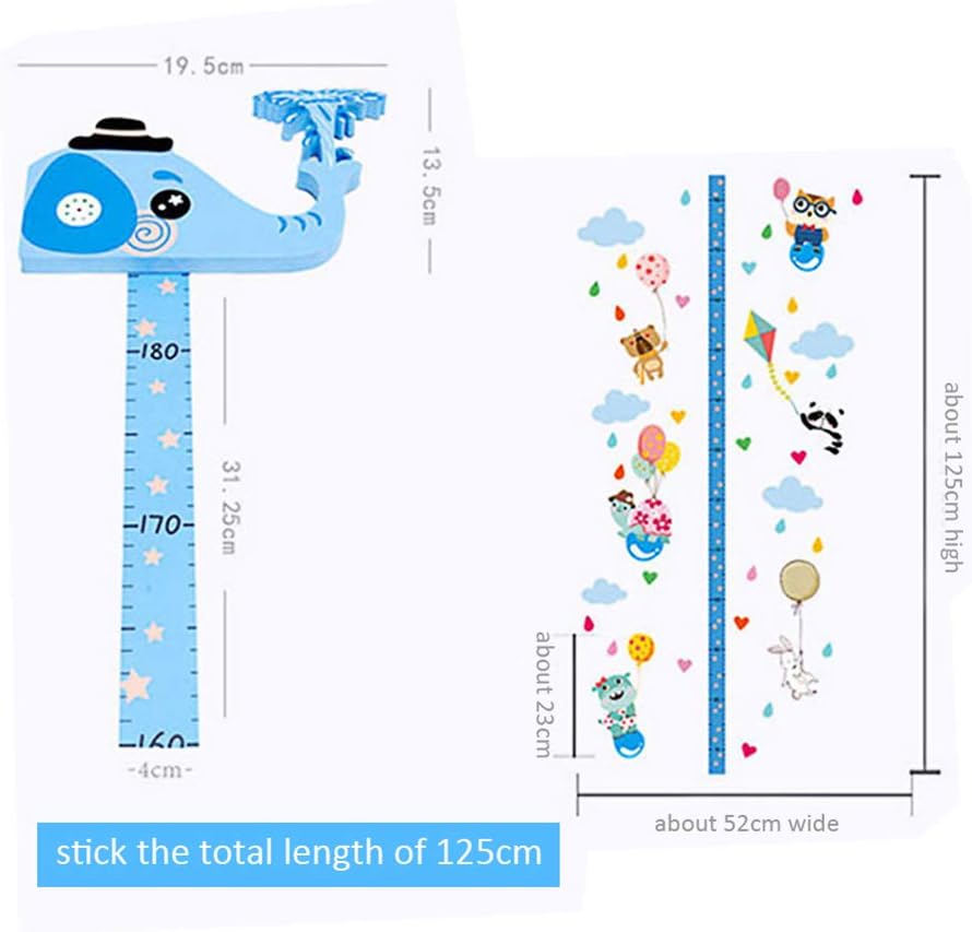 Baby Growth Chart Height Measurement Canvas Removable Height Chart 79" x 7.9" Wall Growth Chart, Handing Wall Ruler Decor for Kids, Scale, Ruler for Kids (Blue)
