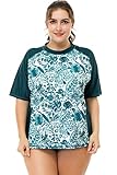 Sociala Women's Plus Size Rash Guard Short Sleeve Swim Shirt Rashguard Swimwear