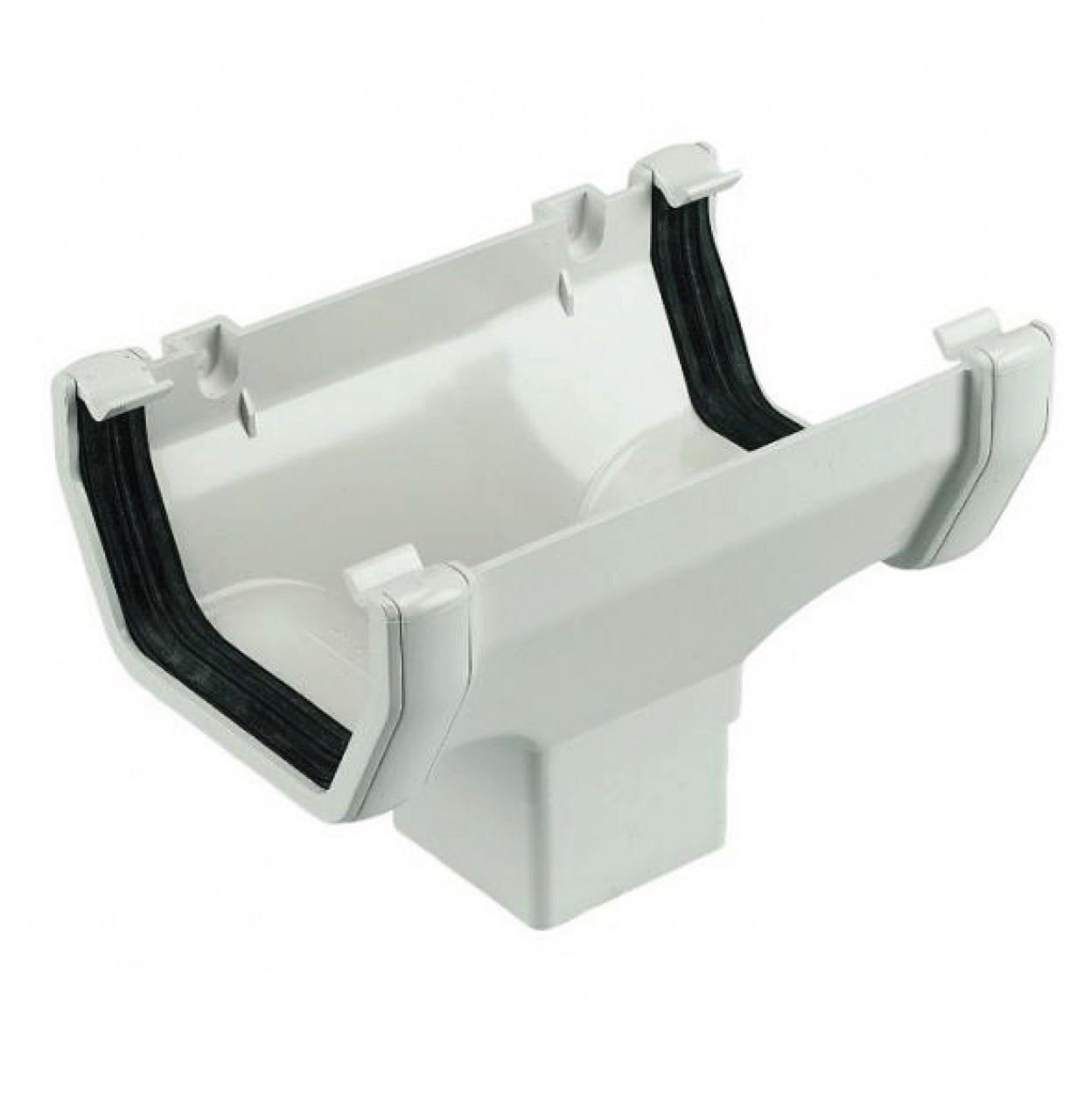 FLOPLAST 114mm Square Gutter Running Outlet - White